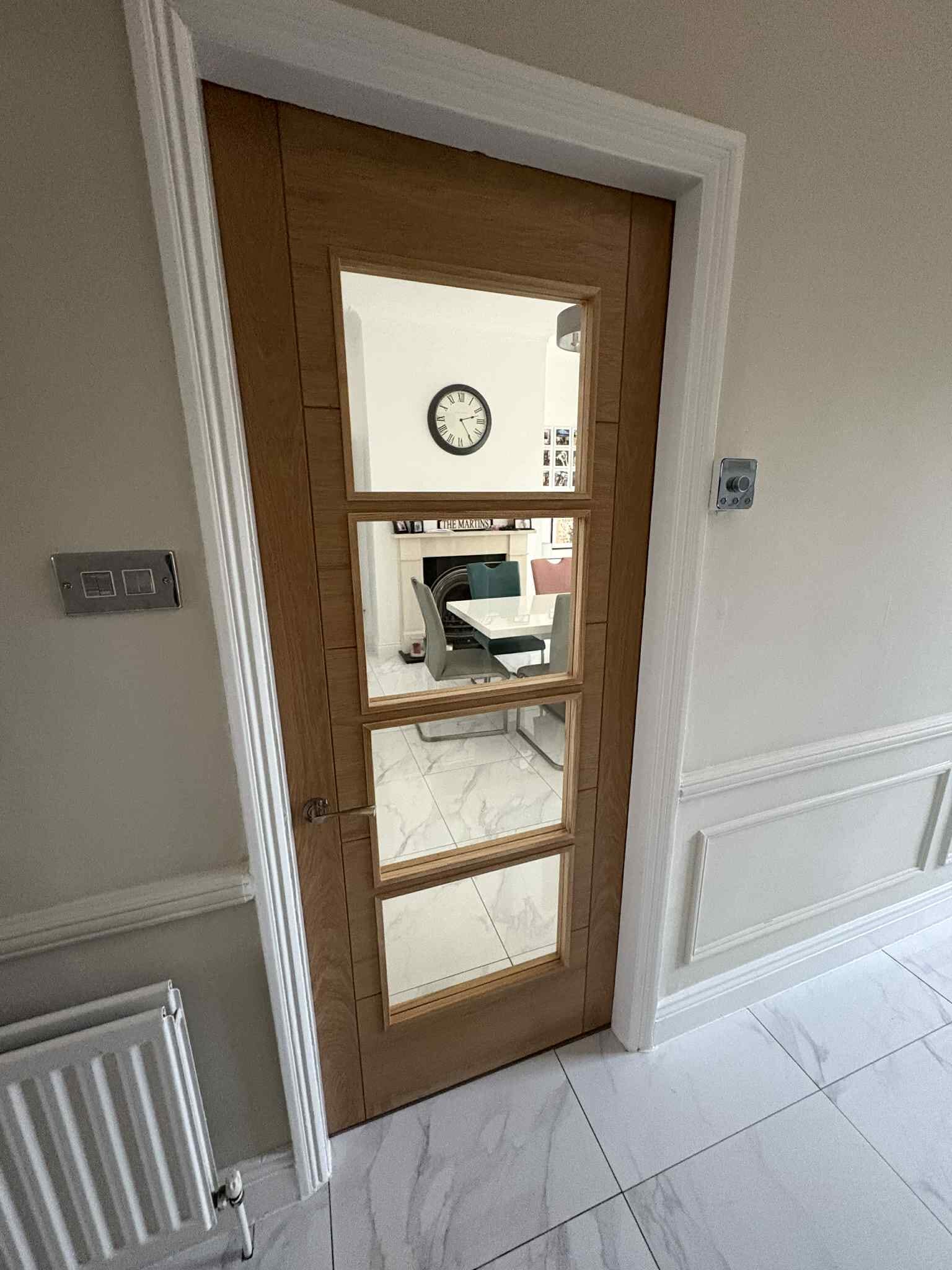 1981 x 457 x 35mm (18") Iseo Oak 4 Light Clear Glass - Prefinished Internal Doors